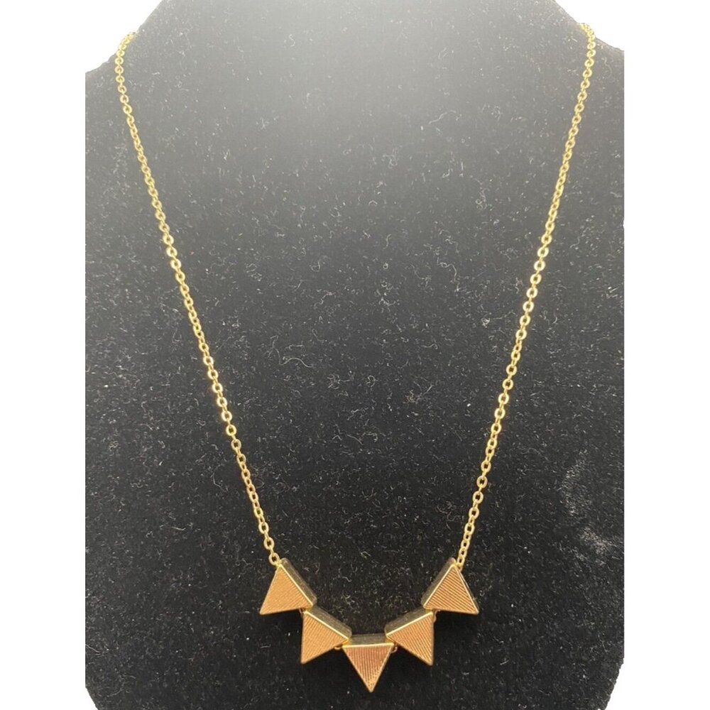 Reversible Necklace Five Floating Triangle Yellow Gold Tone 27 + 2" Geometric - Picture 1 of 5